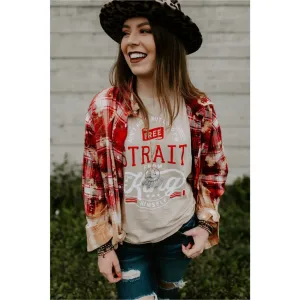 Southern Bliss Bleached Plaid Dipped Shacket