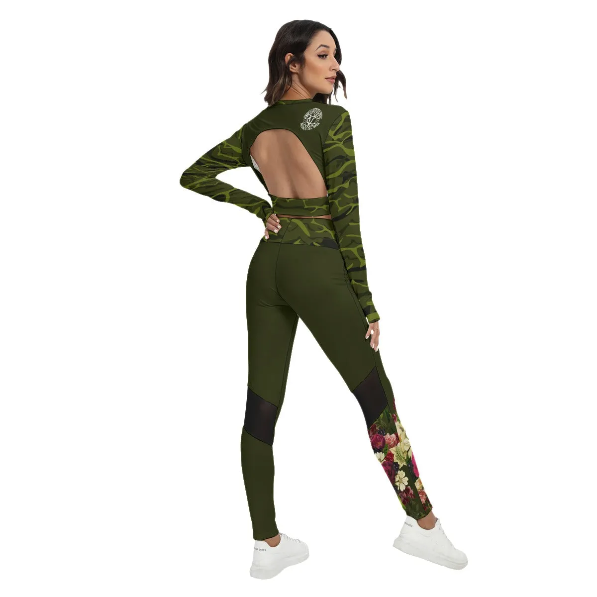Teens Skull & Piston Sport Set With Backless Top And Leggings