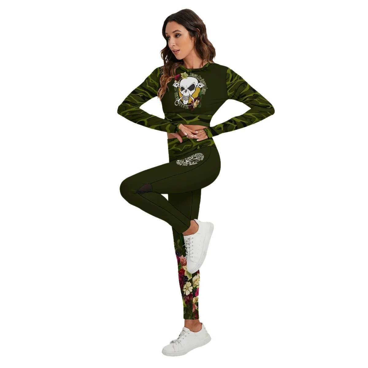 Teens Skull & Piston Sport Set With Backless Top And Leggings