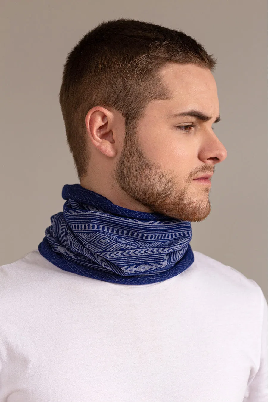Unfreeze Scarf Cotton Color Blue & White