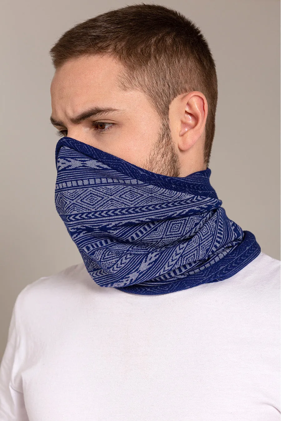 Unfreeze Scarf Cotton Color Blue & White