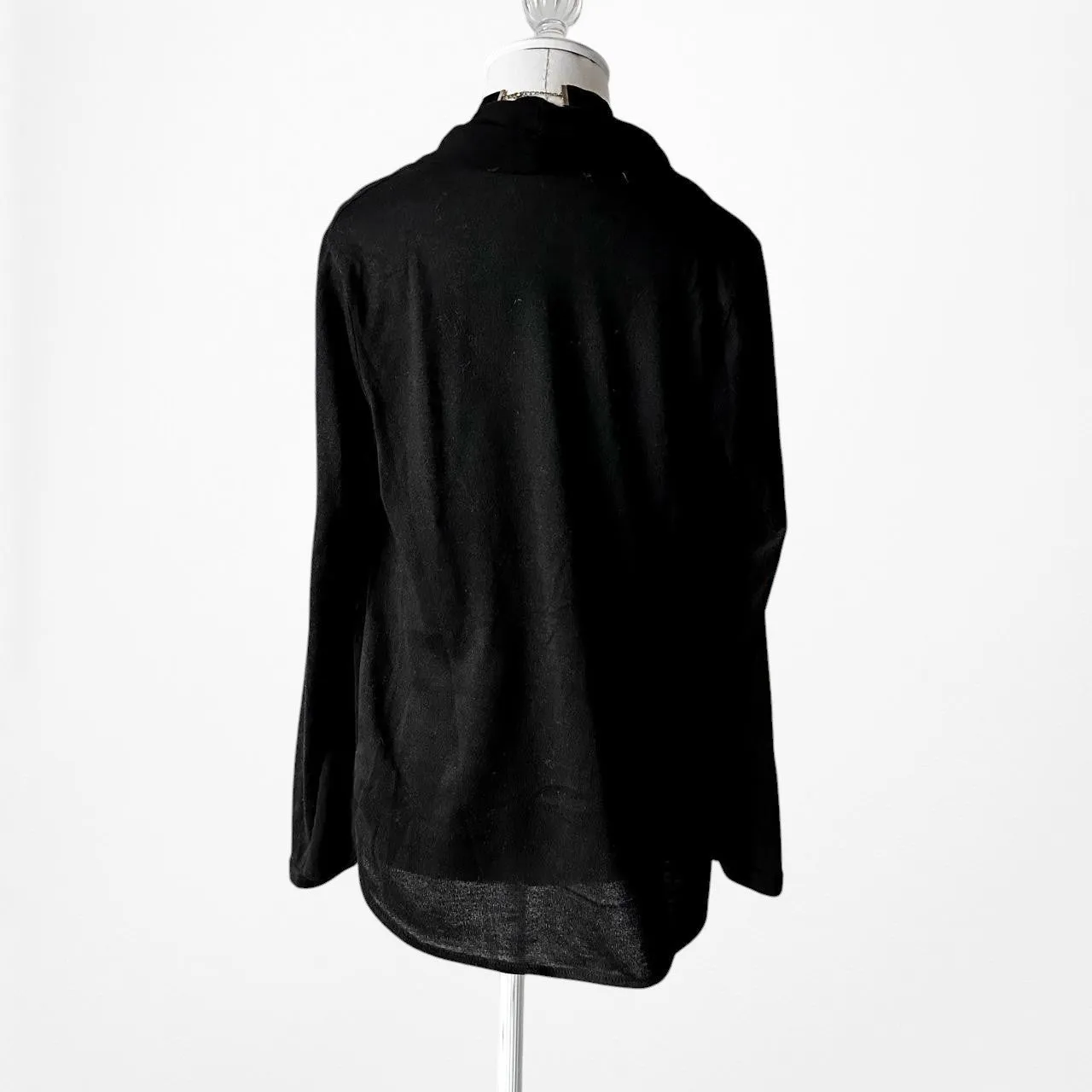 Vintage Black Plunging Cowl Neck Pullover Oversized Knit Sweater Top Size S