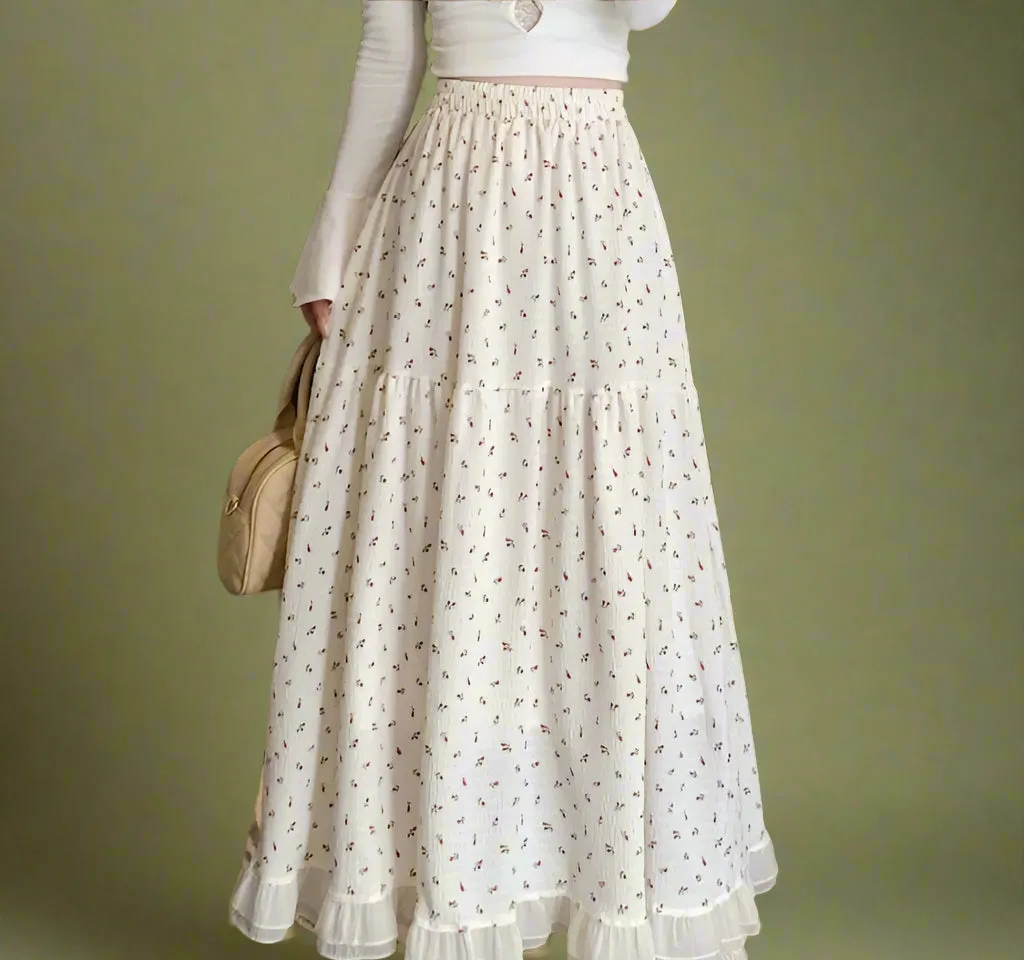 Vintage Sheer-Layered Prairie Skirt