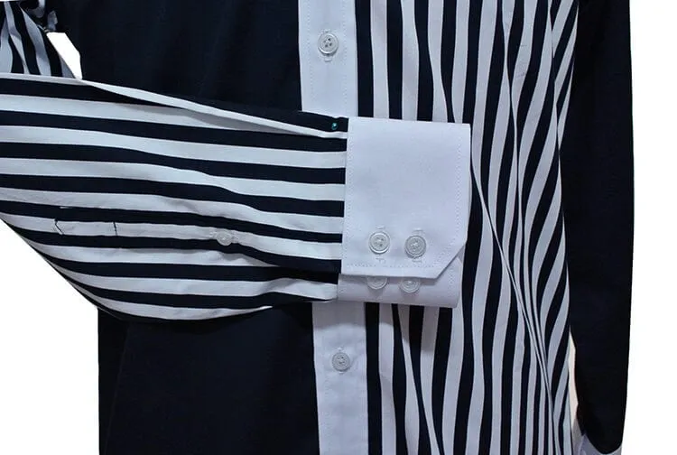 Vintage Style Roger Daltrey Navy Blue & White Button Down Shirt