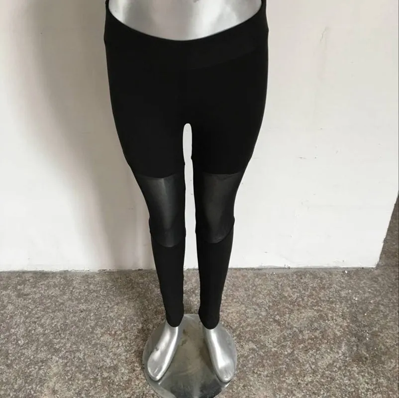 Wjczt Hot Women Leggings Net Yarn Splicing Color Women Leggins Pants Capri Breathable Mesh Sexy Female Leggings Jeggings
