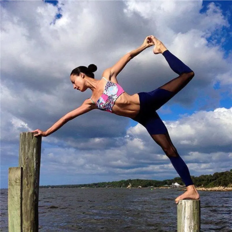 Wjczt Hot Women Leggings Net Yarn Splicing Color Women Leggins Pants Capri Breathable Mesh Sexy Female Leggings Jeggings