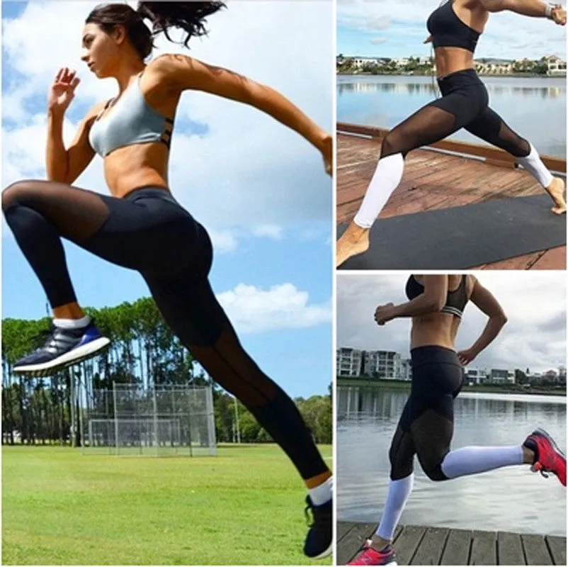 Wjczt Hot Women Leggings Net Yarn Splicing Color Women Leggins Pants Capri Breathable Mesh Sexy Female Leggings Jeggings