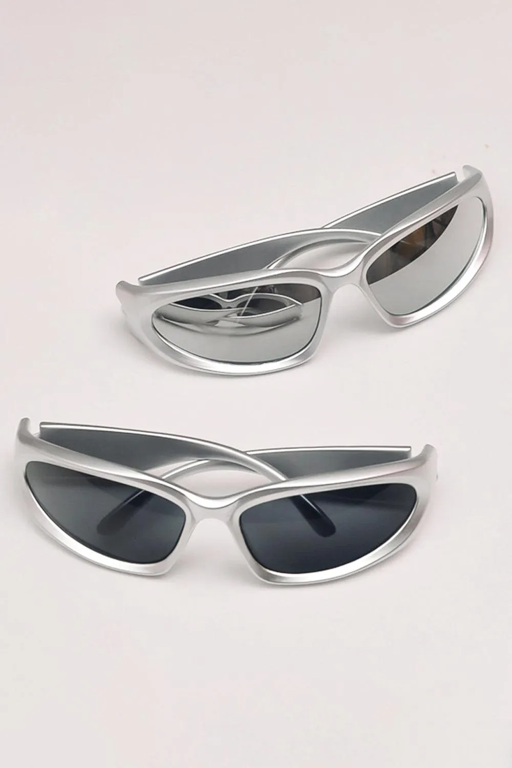 Y2K Aesthetic Sunglasses Silver Demon