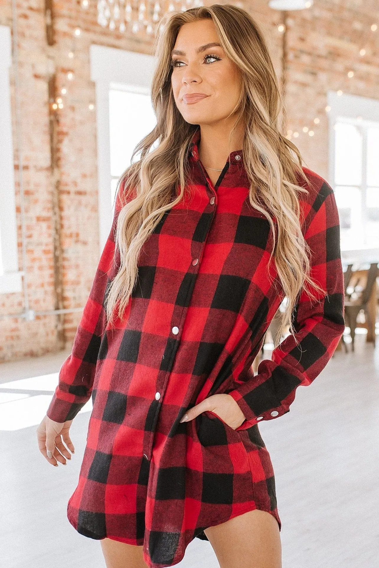 Yule Plaid Button Down Shacket | S-2XL
