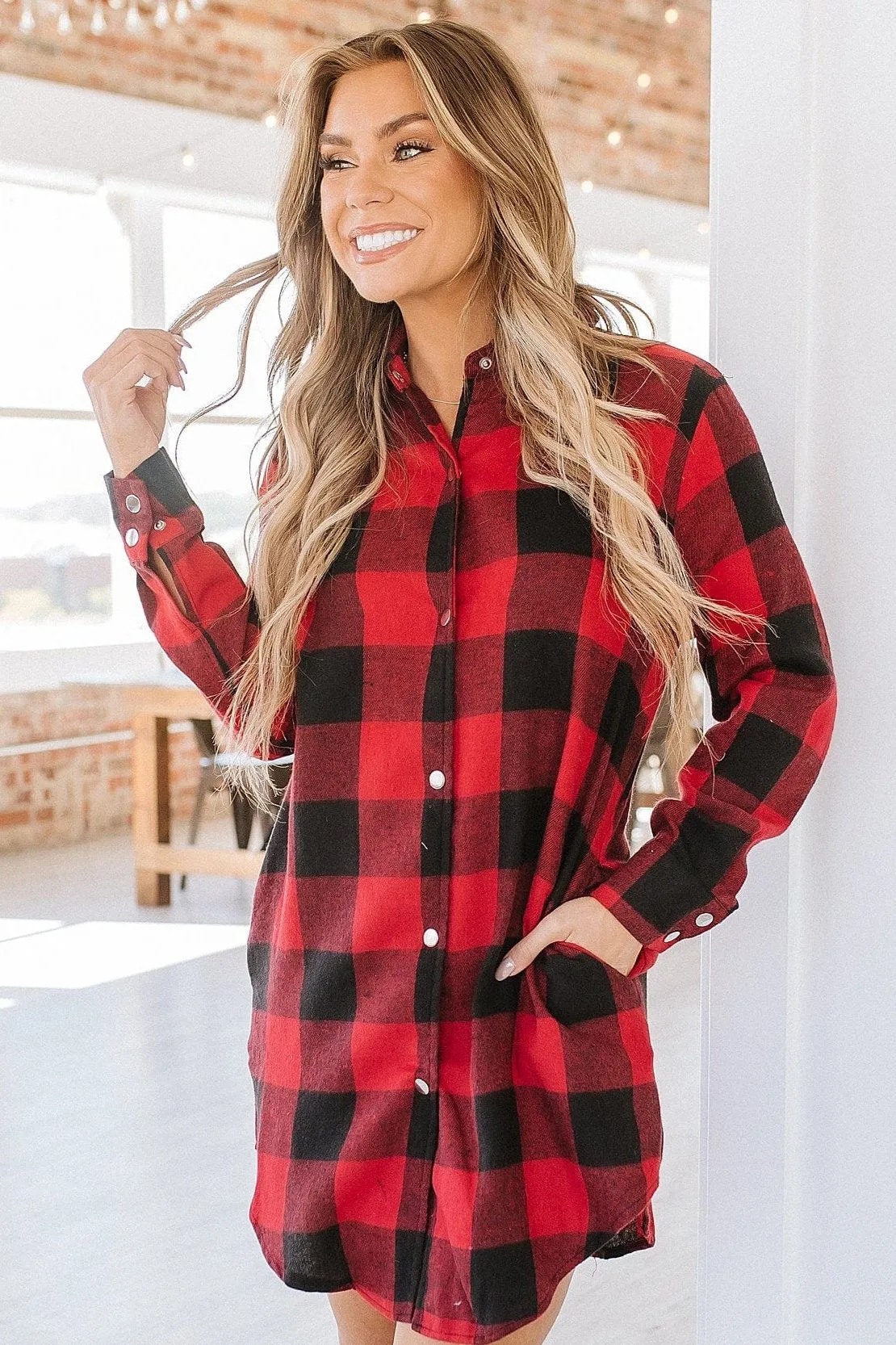 Yule Plaid Button Down Shacket | S-2XL