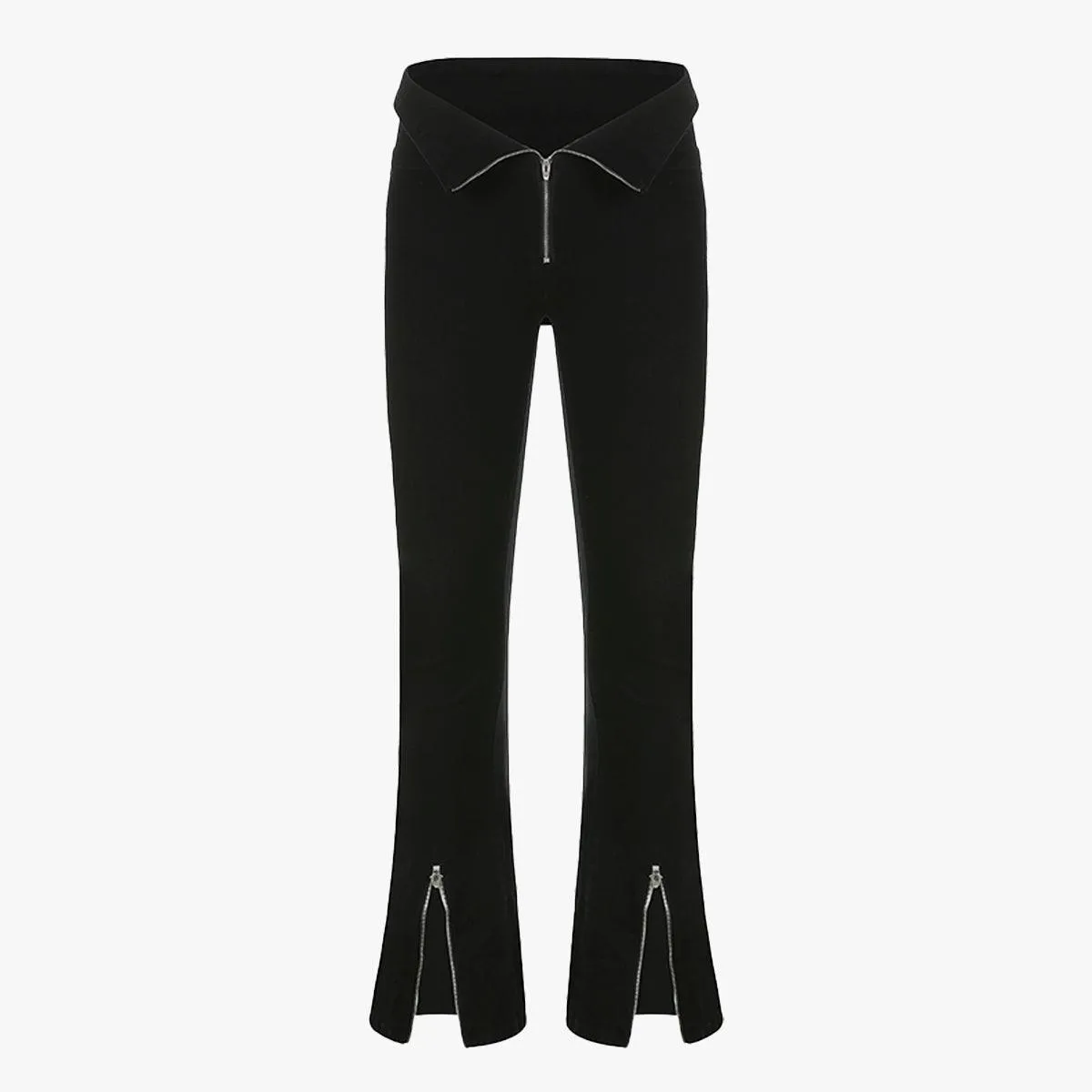 Zip Girl Flare Black Jeans