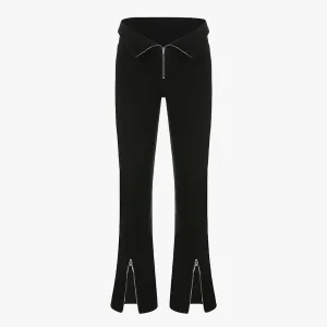 Zip Girl Flare Black Jeans